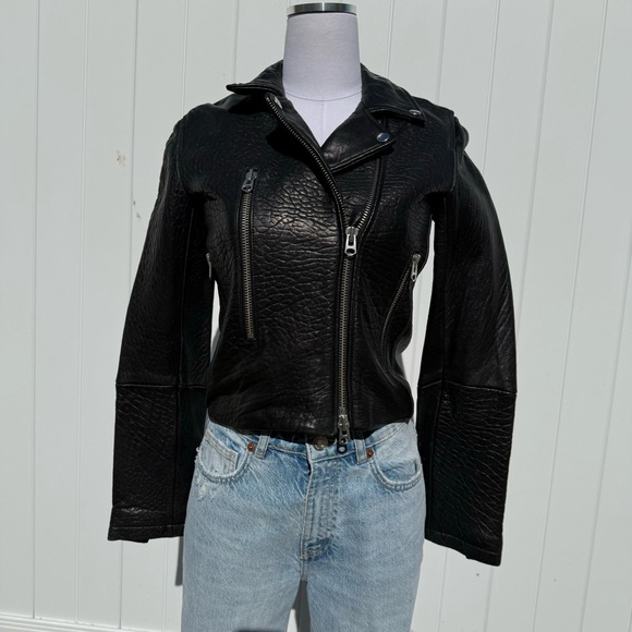 Topshop boutique ( higher end line) 2000s Black full real textured leather jcket - Picture 8 of 13